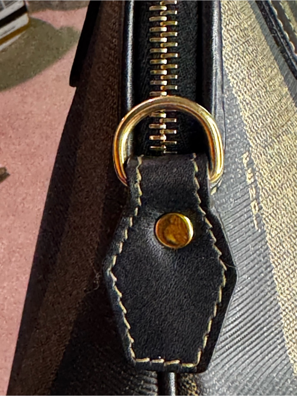 Authentic Vtg Fendi Pequin Brown Black Bold Striped Dome Satchel Pre-owned - Picture 12 of 12